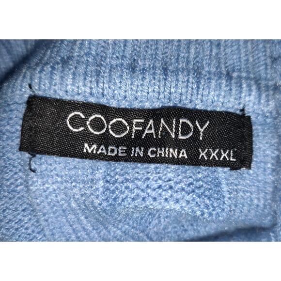 Coofandy Cable Knit Turtleneck Sweater Mens XXXL Periwinkle Blue Pullover Soft - Picture 6 of 16